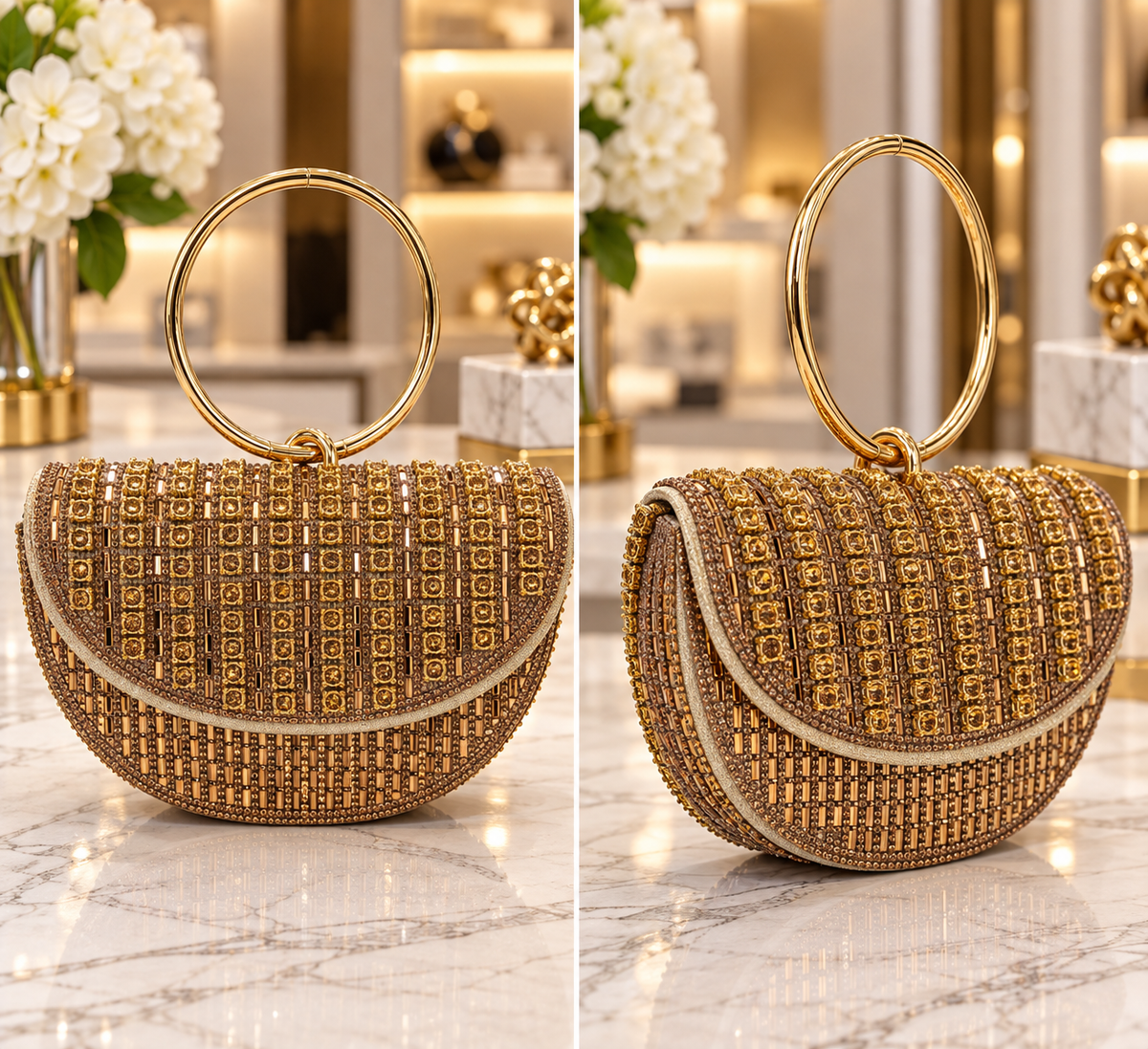 Rhinestone Wristlet Clutch - Gold