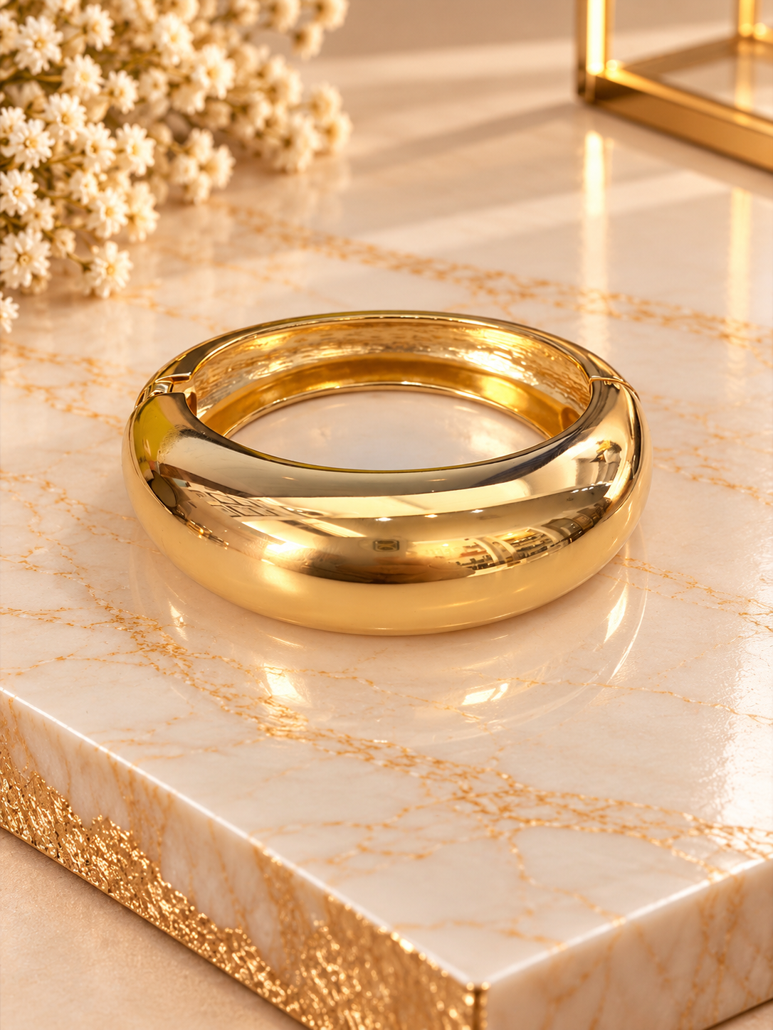 Oval Gold Cuff Bracelet