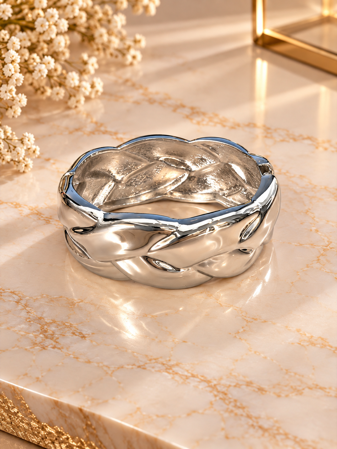 Braided Silver Cuff Bracelet