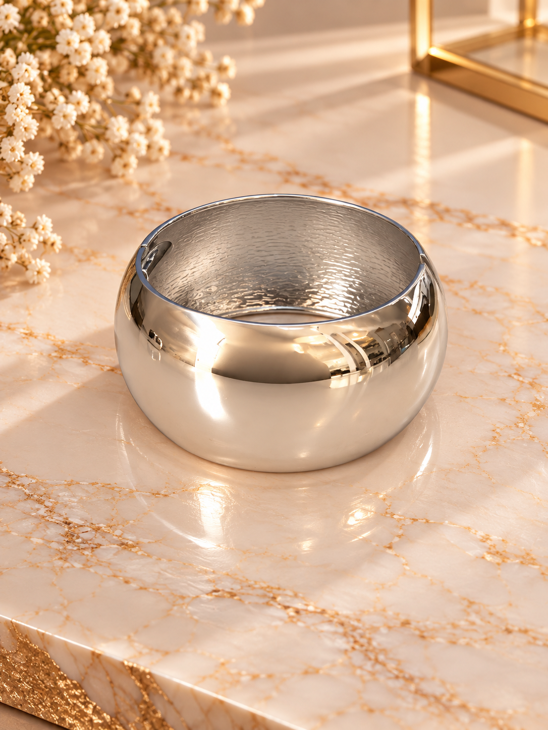 Chunky Oval Silver Cuff Bracelet