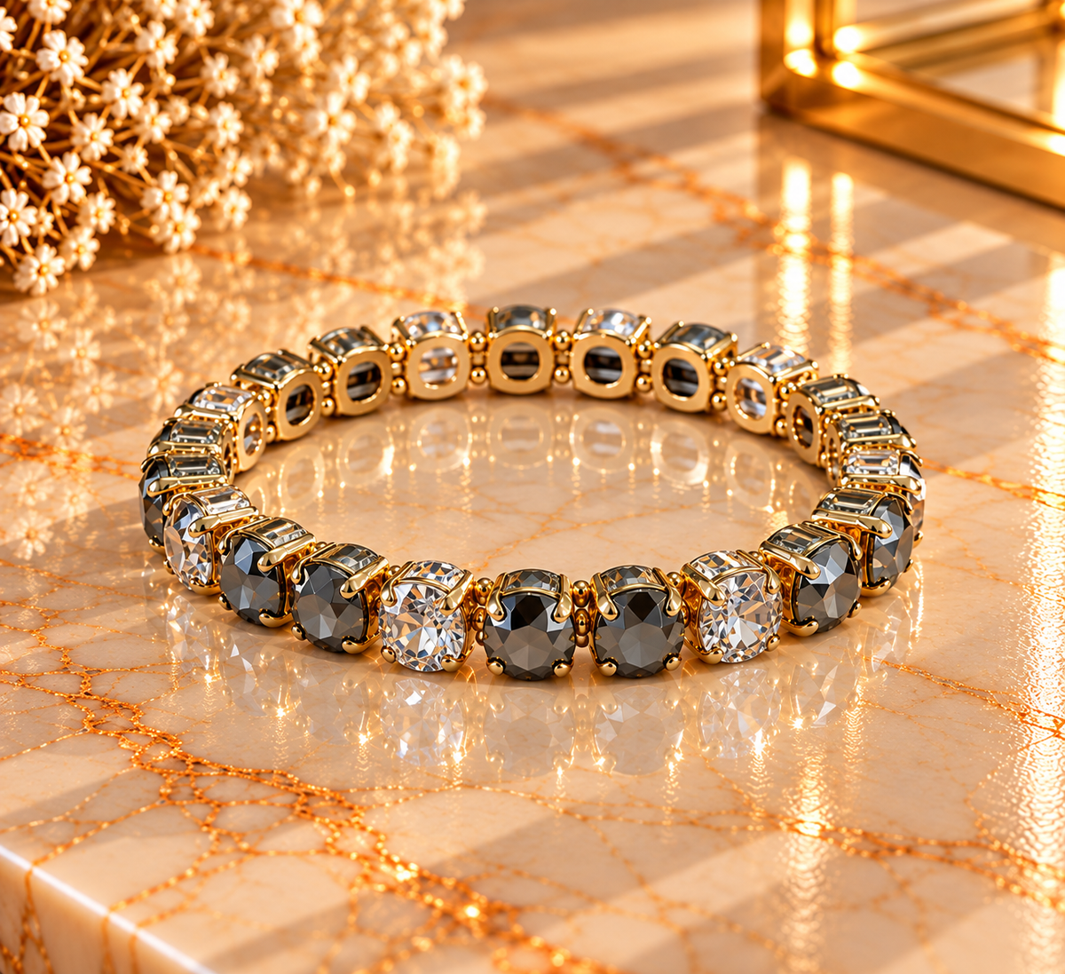 Crystal Vault Bracelet - Smoky Grey Mix
