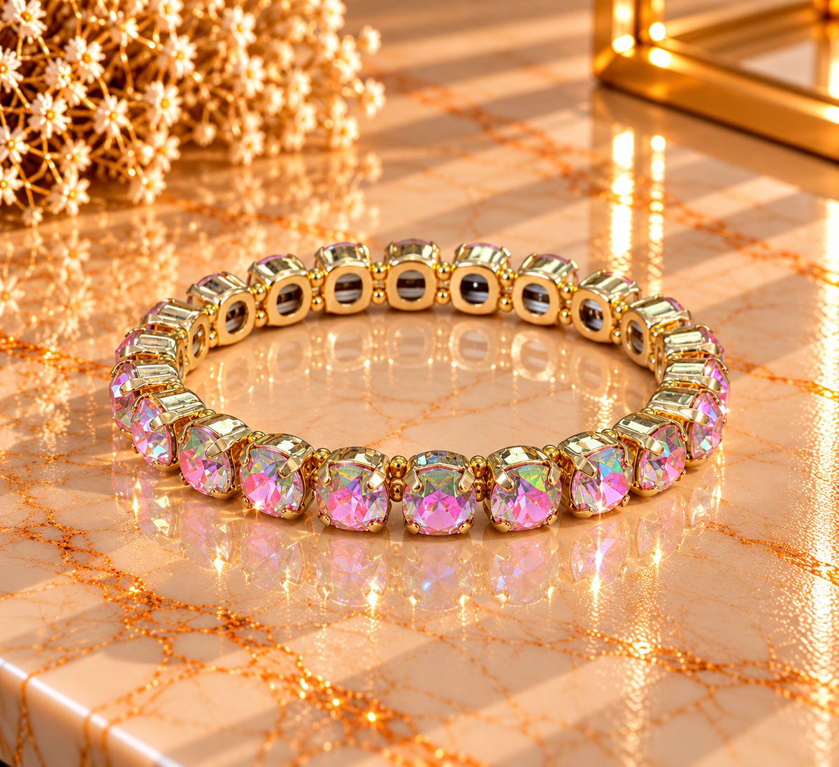 Crystal Vault Bracelet - Pink Iridescent Mix