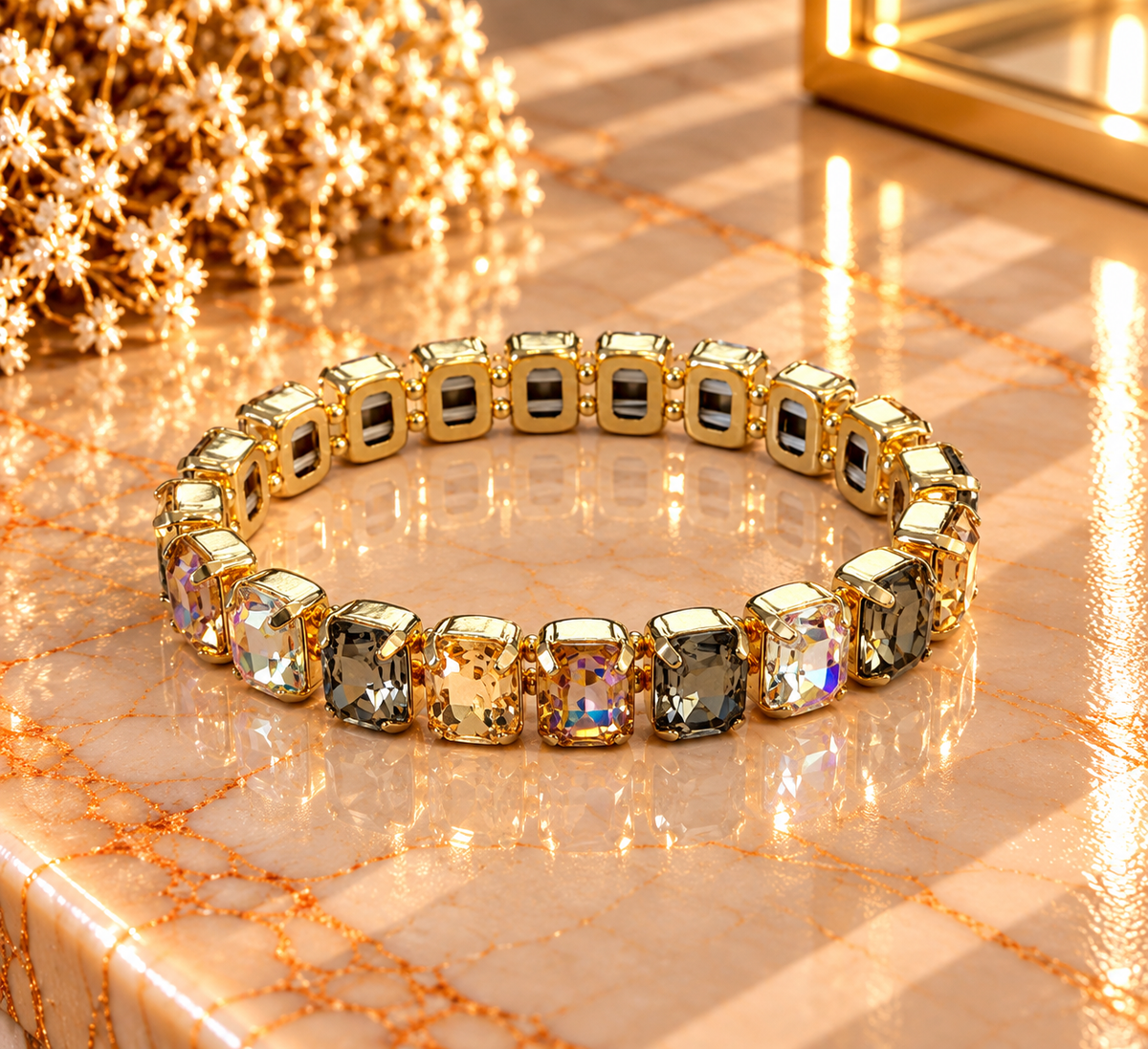 Crystal Vault Bracelet - Emerald Cut Champagne