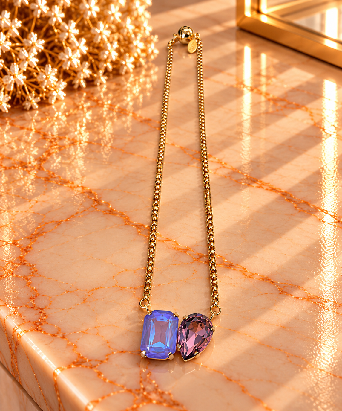 Crystal Vault Pendant Necklace - Purple