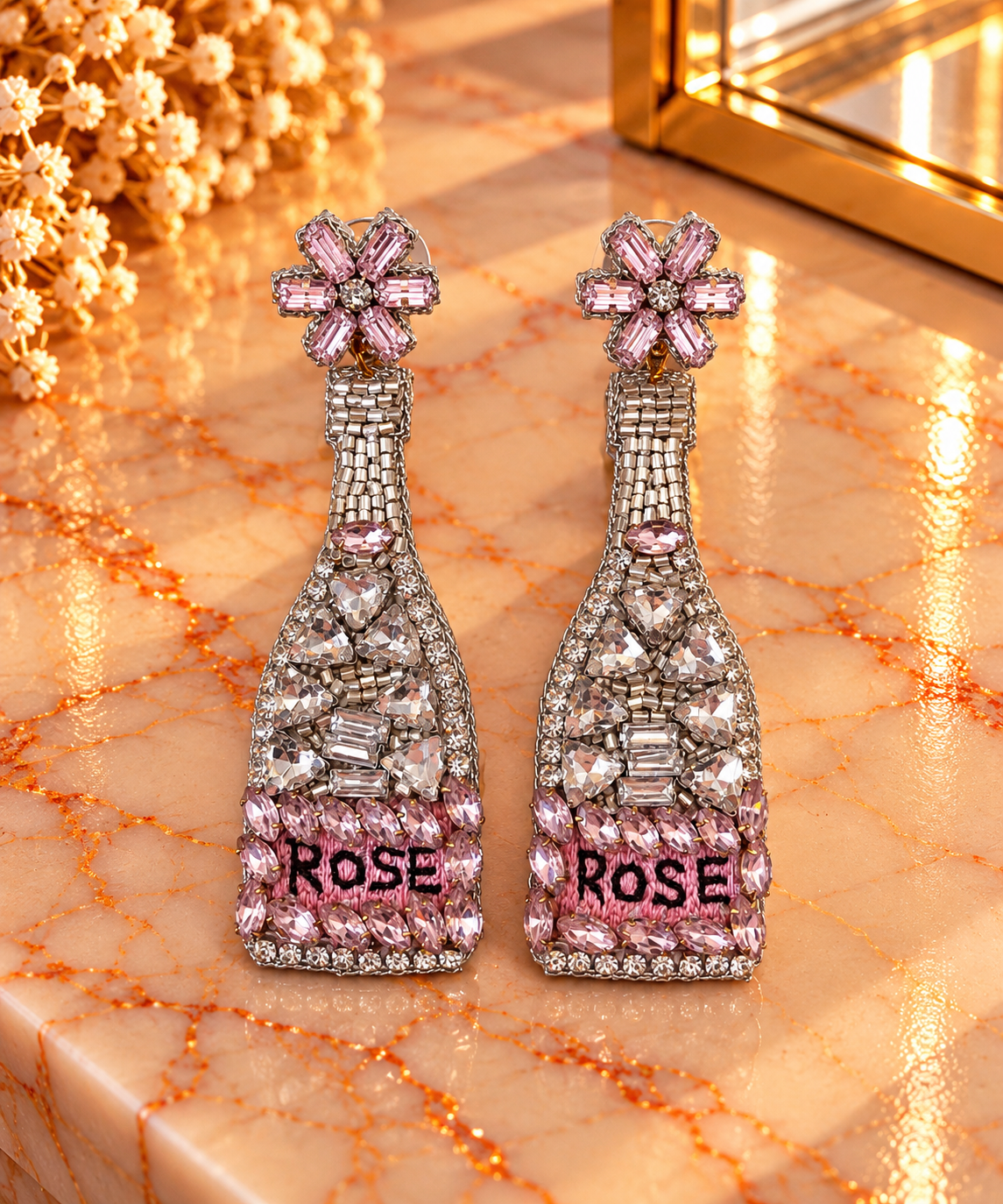 Rose Beaded Earrings