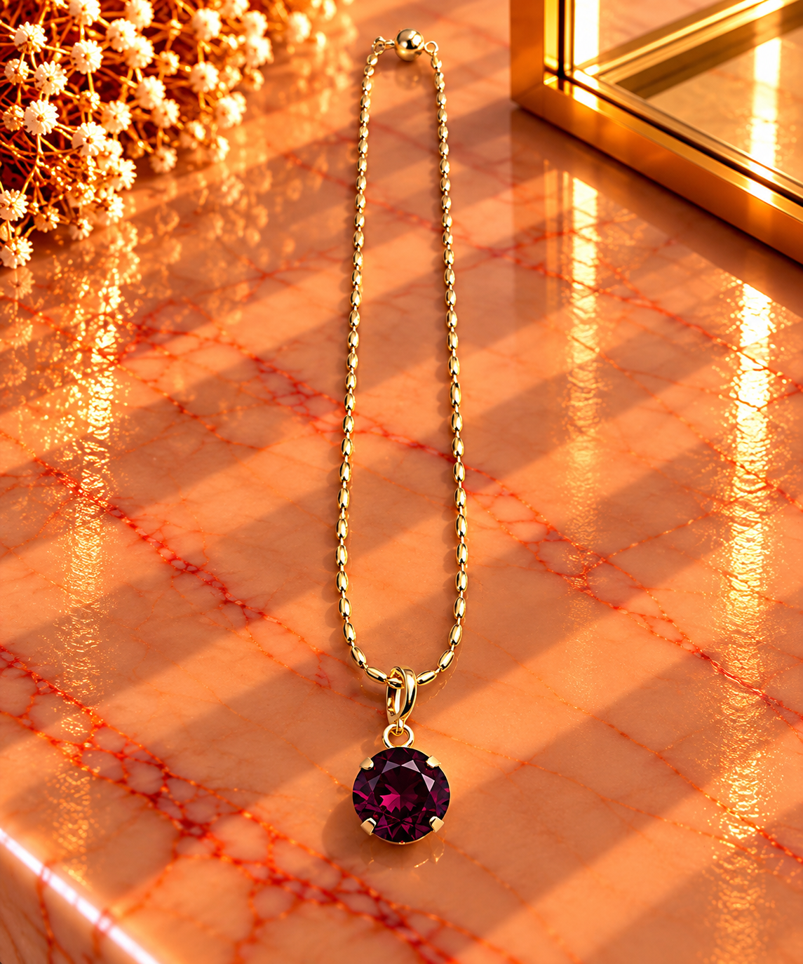 Crystal Vault Layering Necklace - Deep Plum