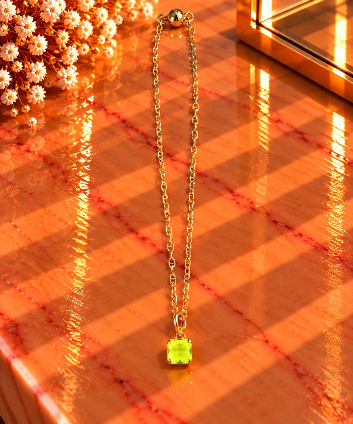 Crystal Vault Layering Necklace - Neon Yellow