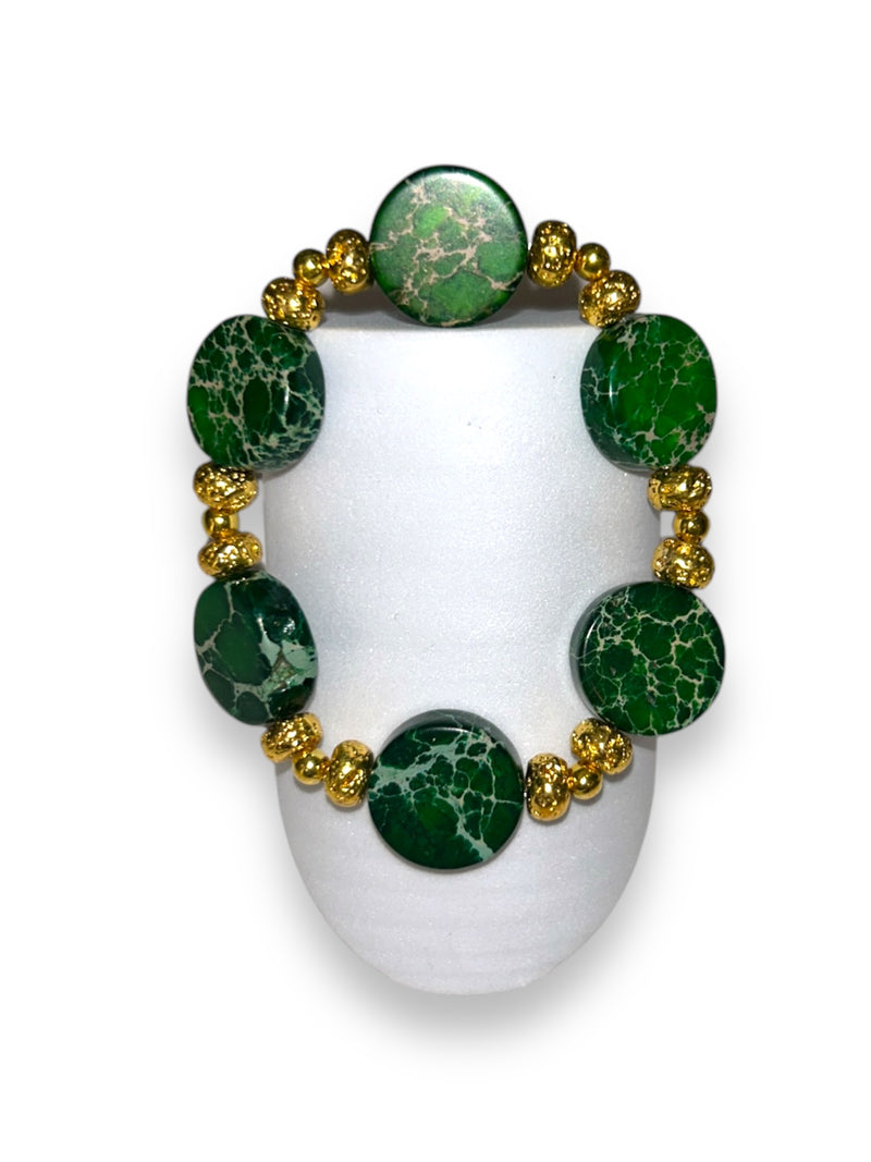 Marble Beaded Bracelet - Green