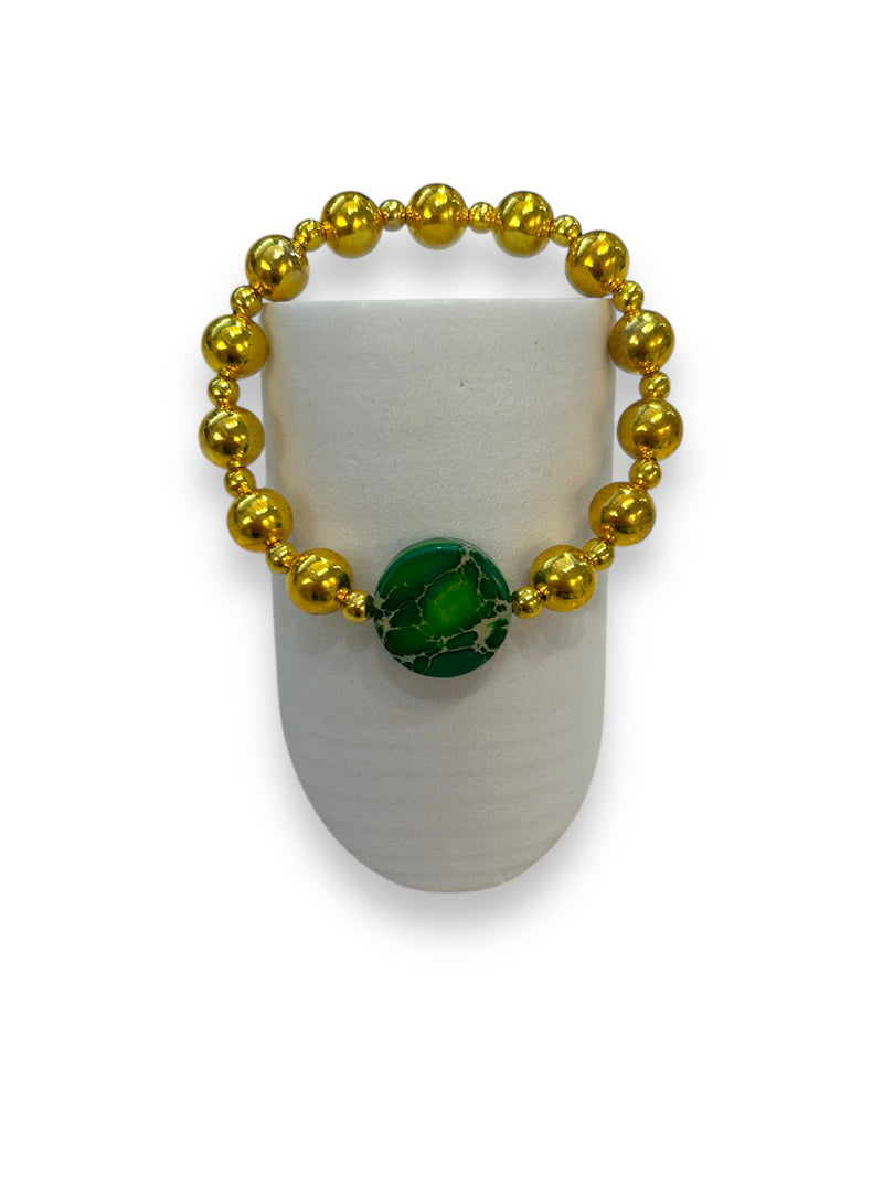 Marble Beaded Bracelet - Green