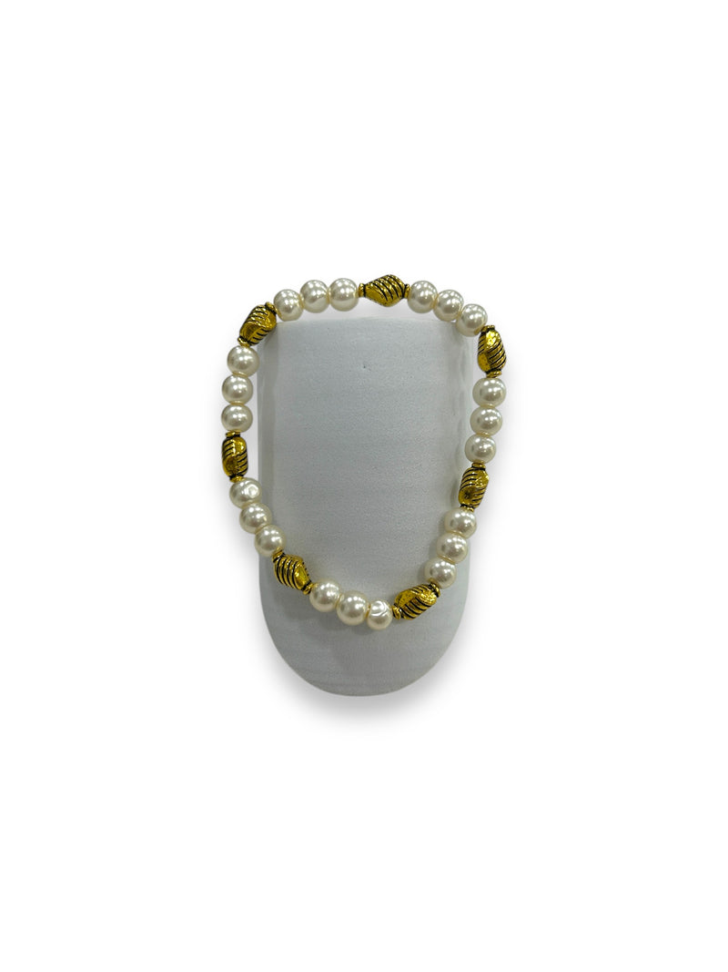 Gold & Pearl Beaded Bracelet