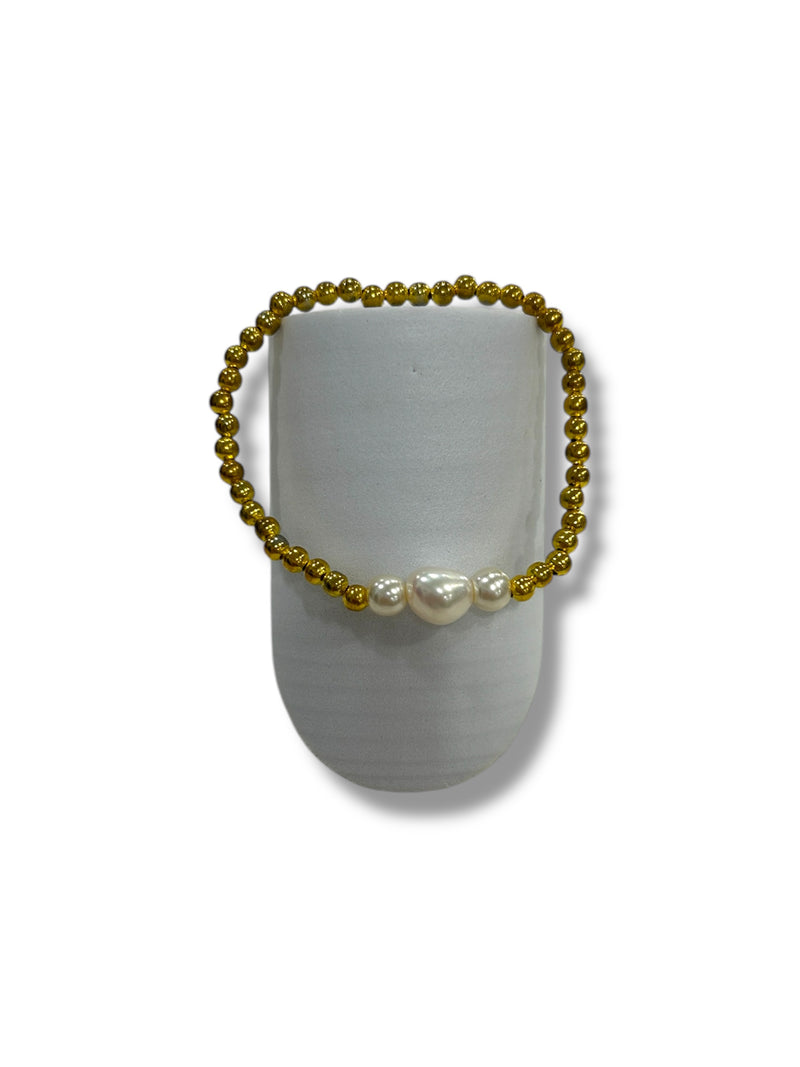 Pearl & Gold Beaded Bracelet