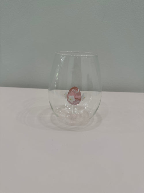 Easter Stemless Wine Glass - Pink