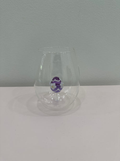 Easter Stemless Wine Glass - Purple