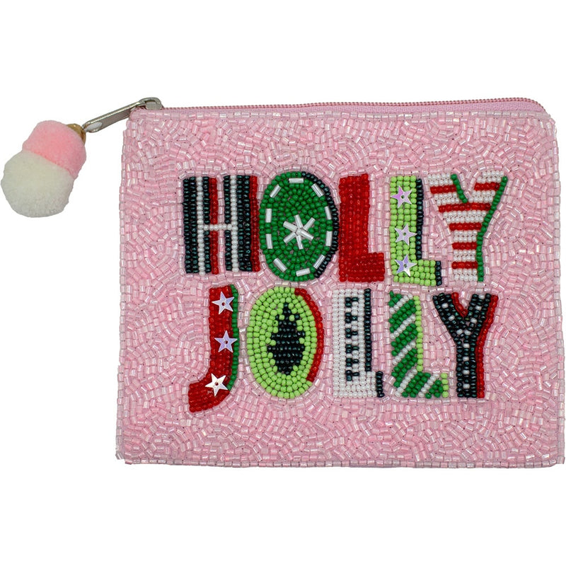 Holly Jolly Beaded Coin Purse