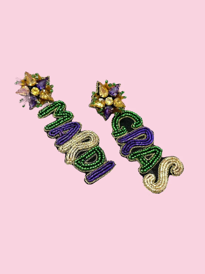 Mardi Gras Beaded Earrings