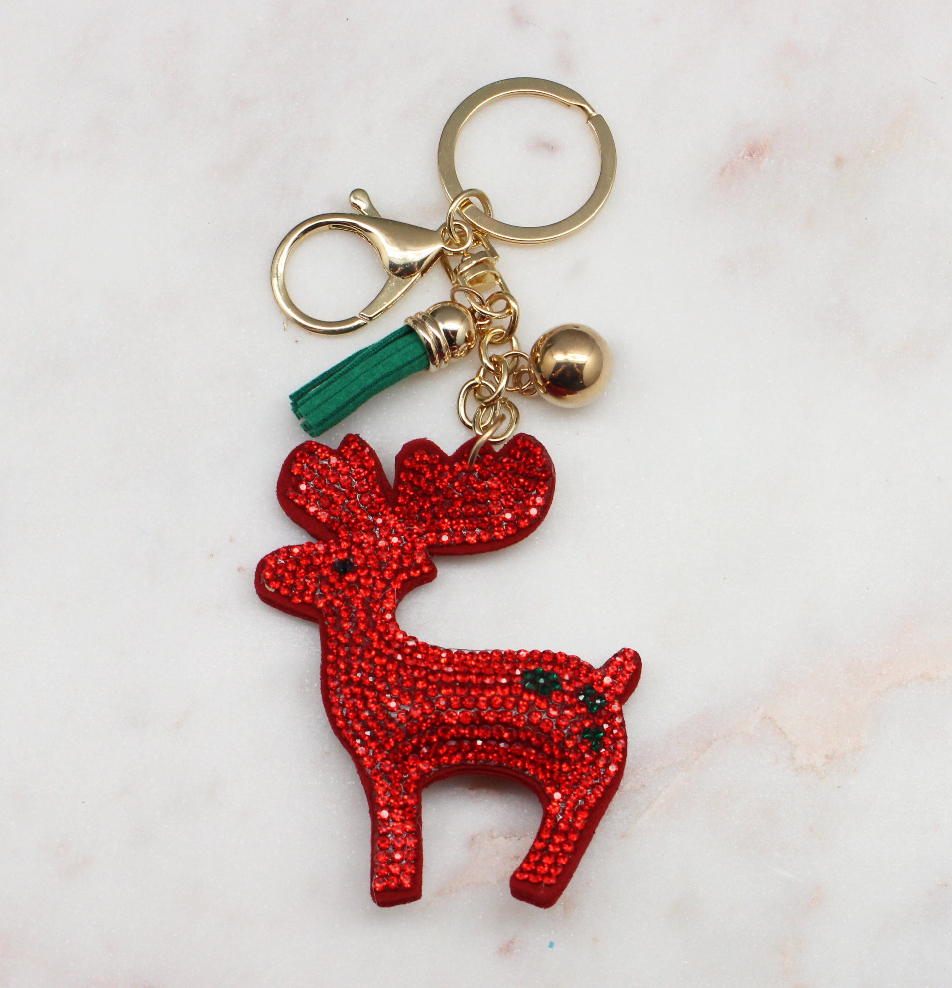 Rhinestone Red Reindeer Keychain