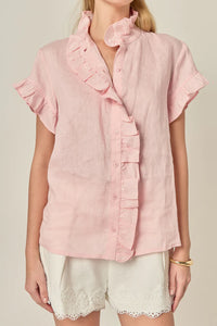 Ruffle Sleeve Top - Ballet Pink