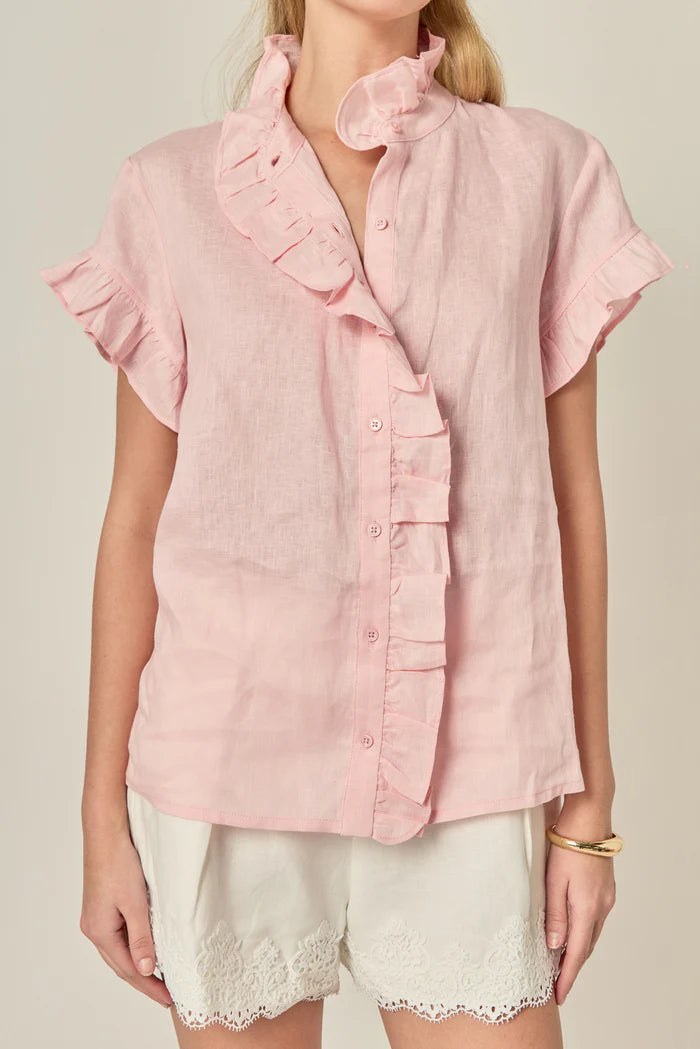 Ruffle Sleeve Top - Ballet Pink