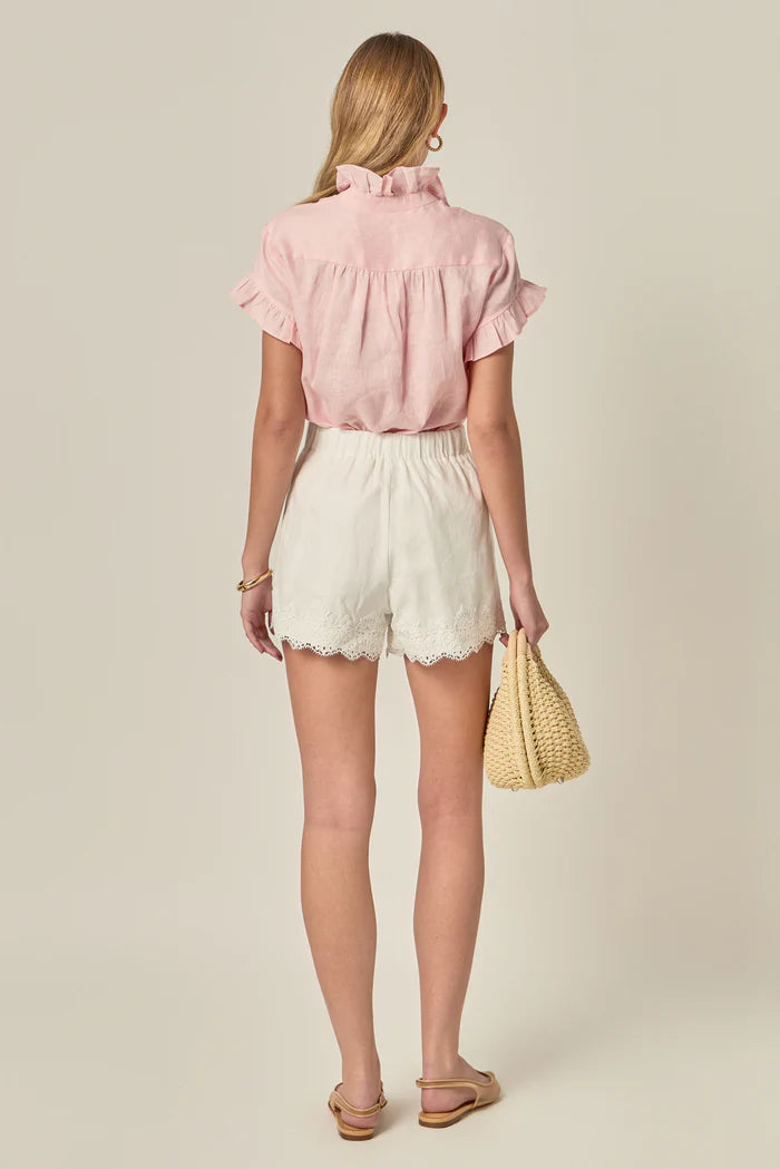 Ruffle Sleeve Top - Ballet Pink