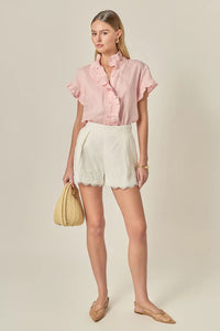 Ruffle Sleeve Top - Ballet Pink