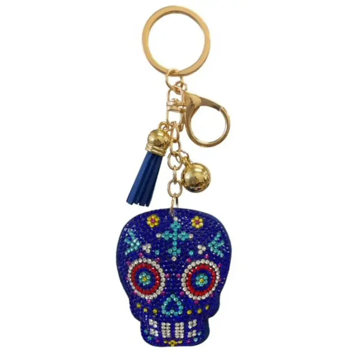 Sugar Skull Keychain - Blue