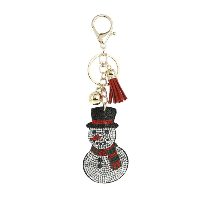Rhinestone Snowman Keychain