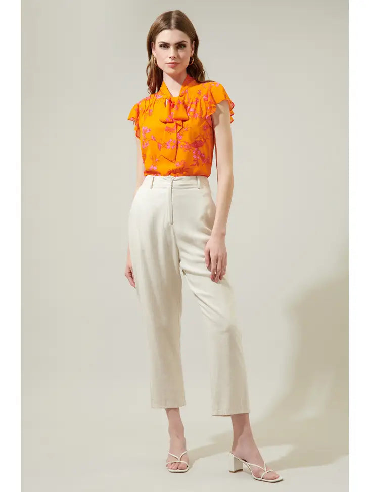 Sunrise Orange Floral Blouse