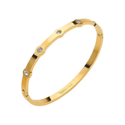 Stone Paved Cuff Bracelet - Gold