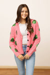 Sequin Trees Cardigan - Pink