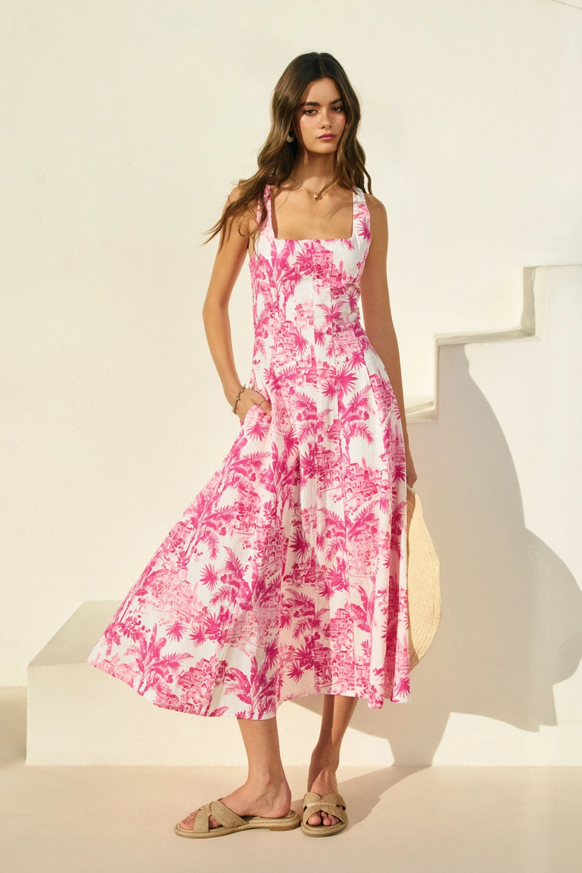 The Palms Midi Dress - Pink