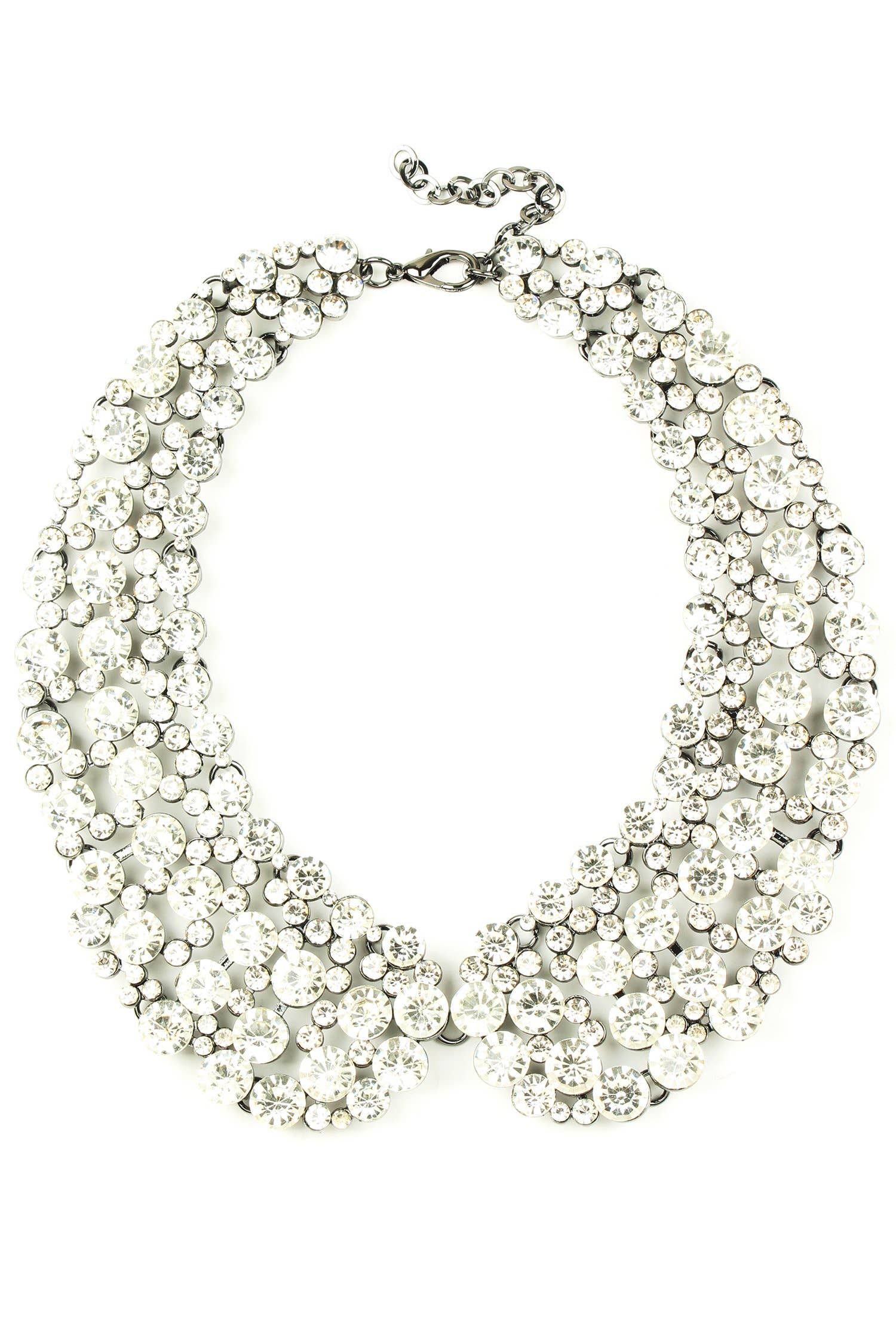 Rhinestone Collar Necklace - Clear Crystal
