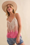 Wesley Studded Fringe Top - Pink Rodeo