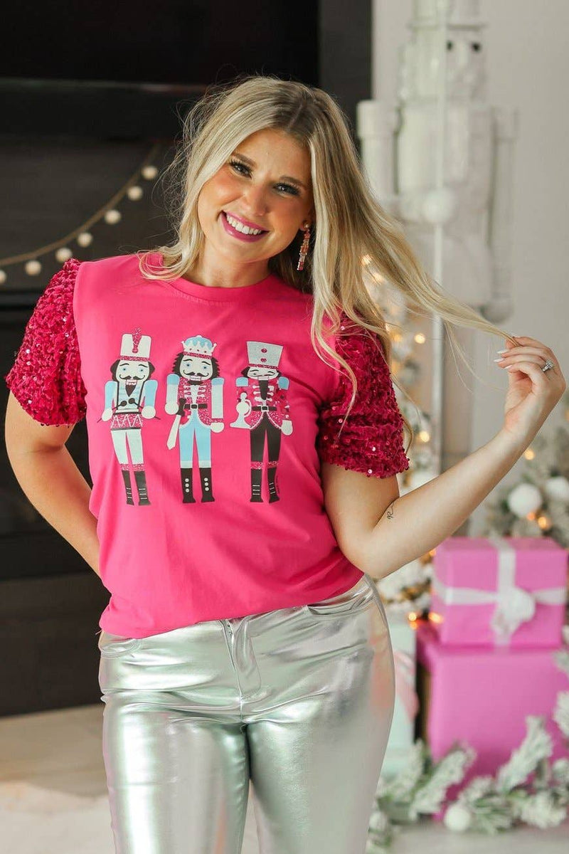 Nutcracker Sequin Blouse - Pink