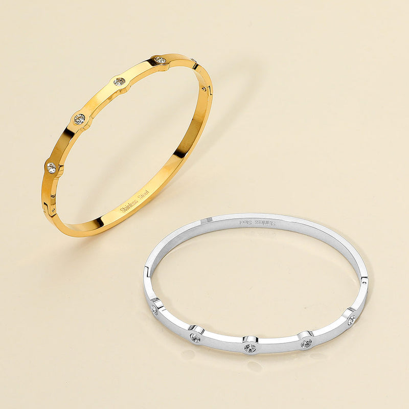 Stone Paved Cuff Bracelet - Gold