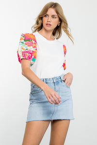 Floral Embroidered Puff Sleeve THML