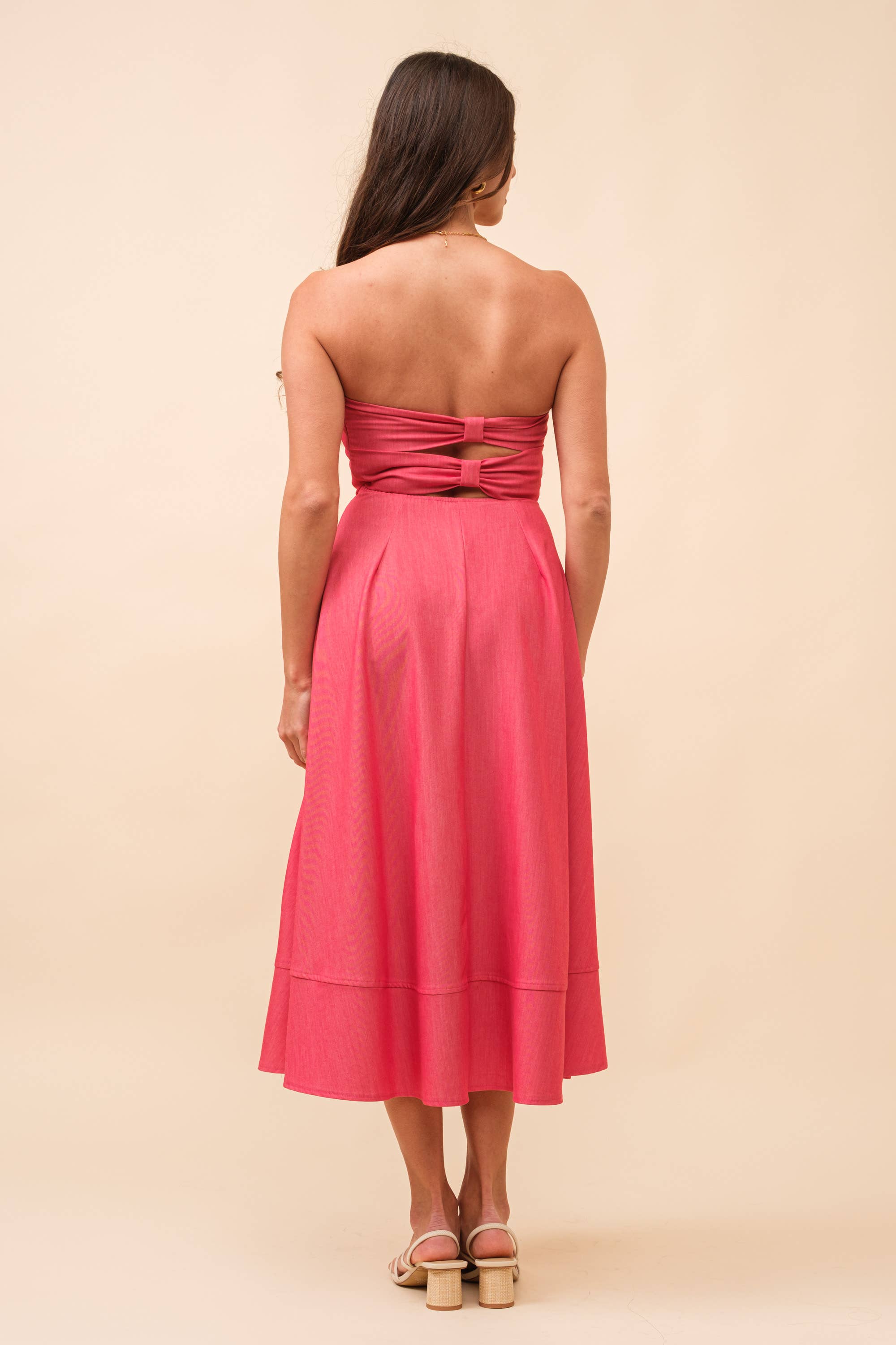 Strapless Midi Dress - Red