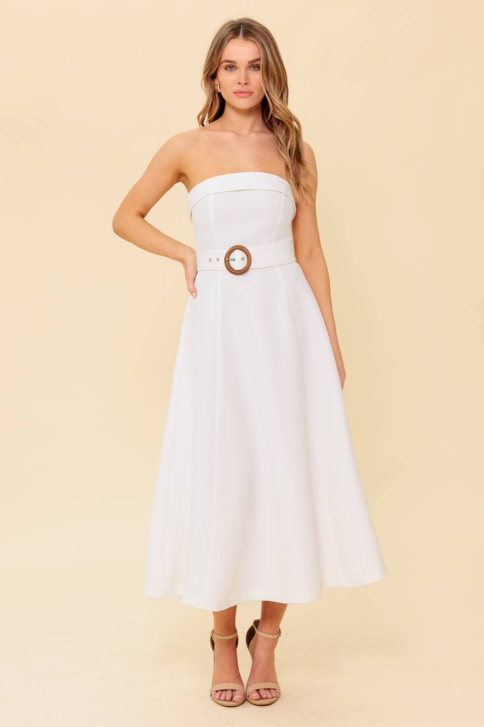 Woven Midi Dress - White