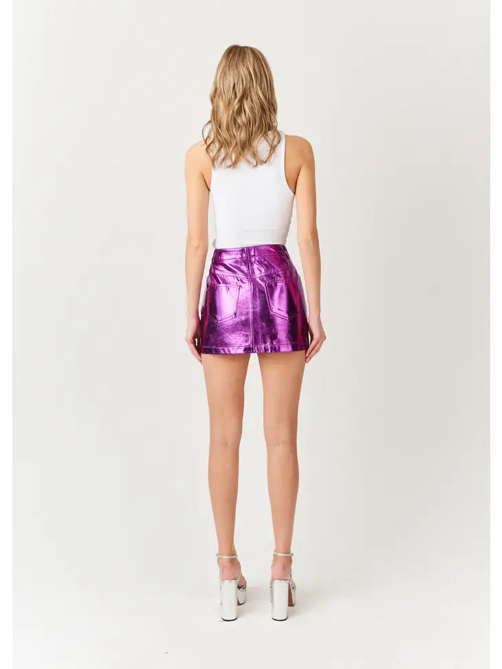 Milena Metallic Mini Skirt - Purple