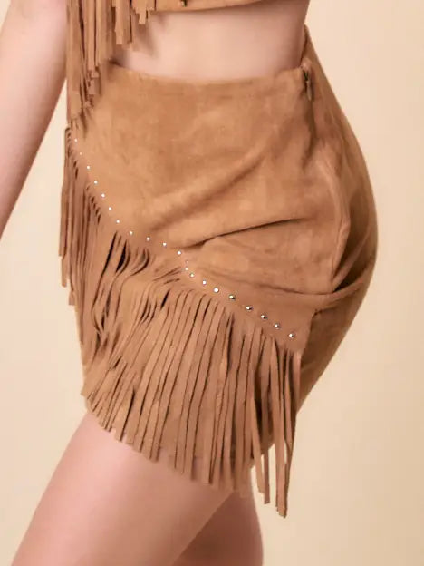 Rodeo Ready Wesley Studded Fringe Skirt