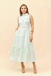Tiered Belted Midi Dress - Mint