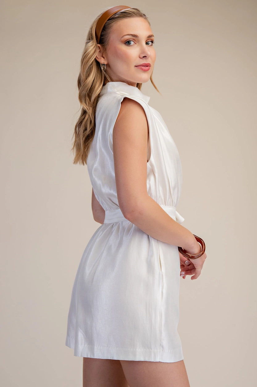 Cowl Neck Romper - White
