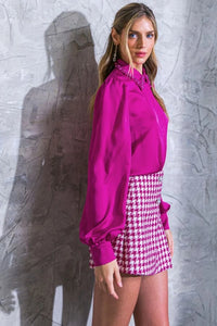 Satin Puff Sleeve Blouse