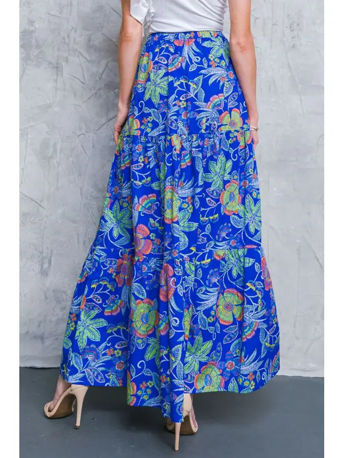 Floral Maxi Skirt - Blue