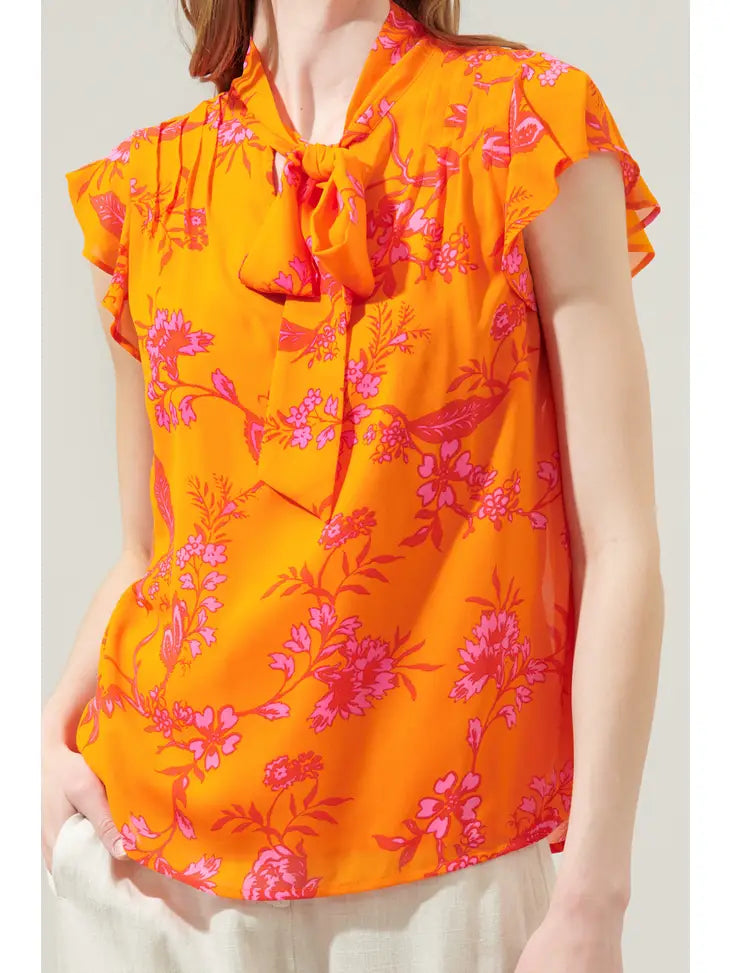 Sunrise Orange Floral Blouse