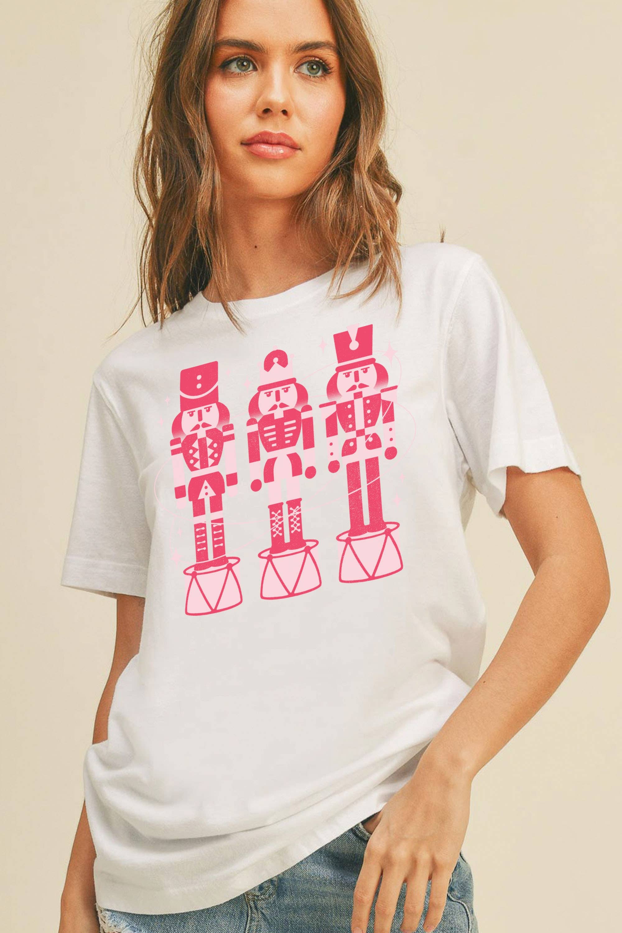 Nutcracker Christmas Graphic Tee - White