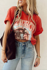 Cowboy Vintage Graphic Tee - Red