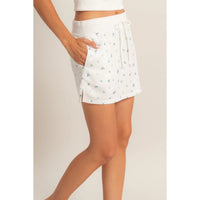 Floral Mini Skirt - White/Blue