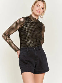 Regina Metallic Mesh Top