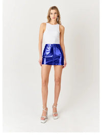 Milena Metallic Mini Skirt - Cobalt Blue