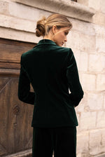 Natasha Velvet Fitted Blazer - Emerald Green